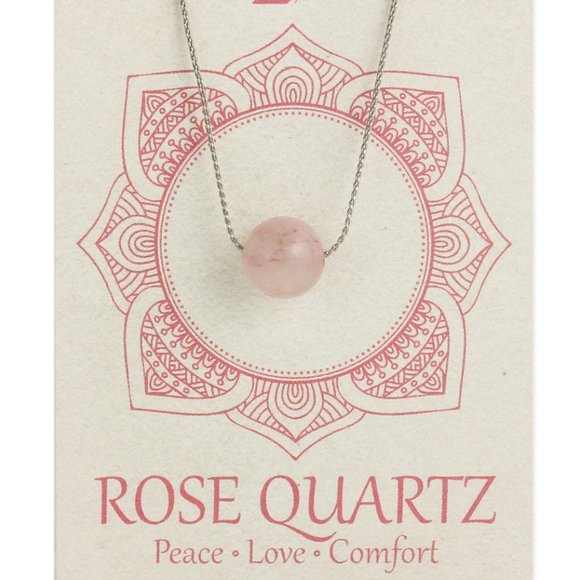 PEACE! Jewelry - Genuine Rose Quartz Bead Silver Necklace